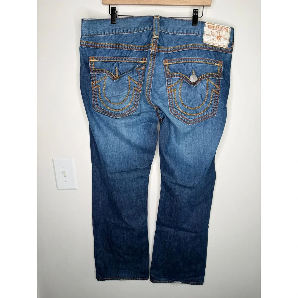 Vintage Y2K True Religion Ricky Big QT Jeans Mens 40 Blue Straight Leg USA Made